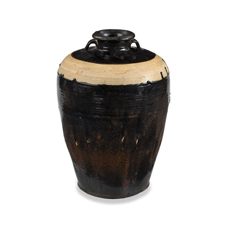 Old Chinese Minimal Black Glaze Decorative Wine Jar From Hebei  - 19Th Century