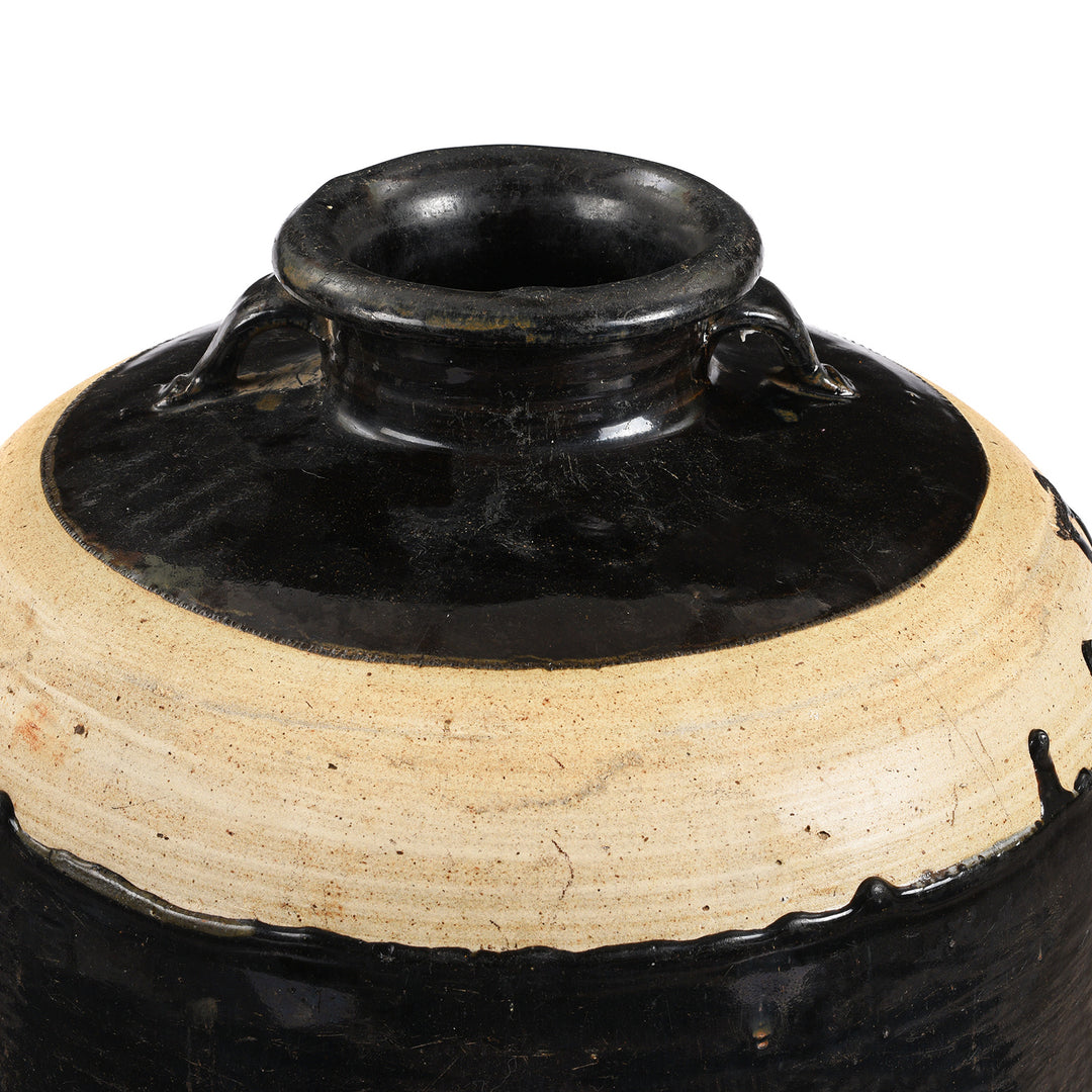 Old Chinese Minimal Black Glaze Decorative Wine Jar From Hebei  - 19Th Century