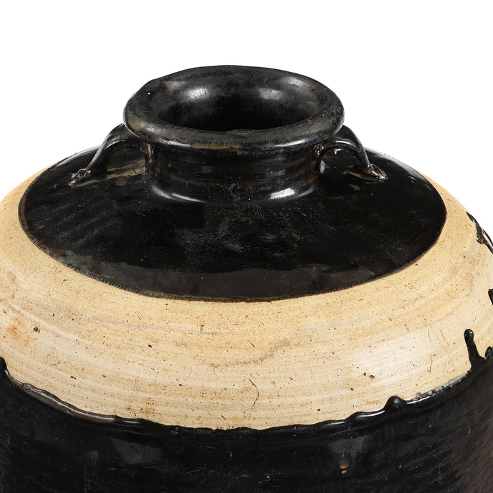 Old Chinese Minimal Black Glaze Decorative Wine Jar From Hebei  - 19Th Century