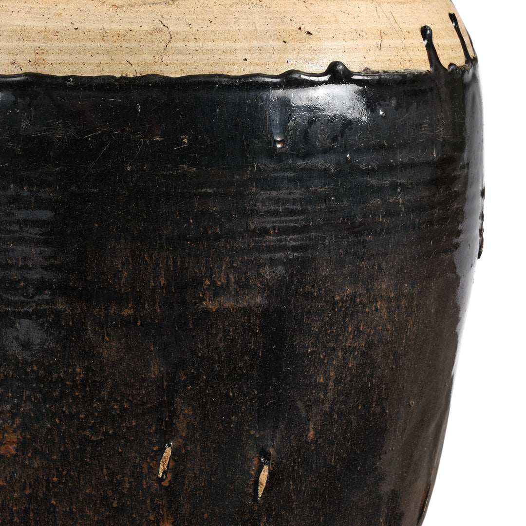Old Chinese Minimal Black Glaze Decorative Wine Jar From Hebei  - 19Th Century