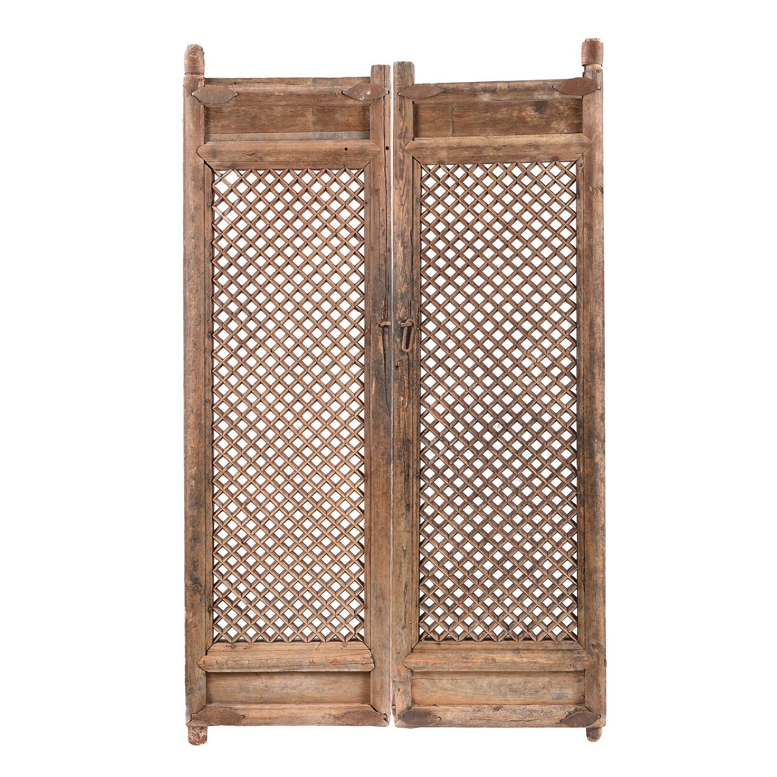 Old Yumu Elm Lattice Door Screen From Shanxi - 19thC