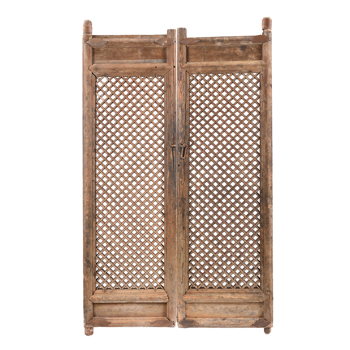 Old Yumu Elm Lattice Door Screen From Shanxi - 19thC
