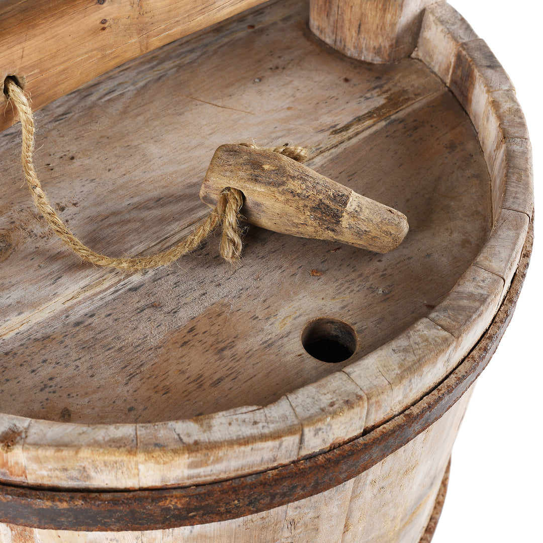 Stopper Detail From Antique Chinese Cypress Wood Wine Storage Jar | Indigo Antiques