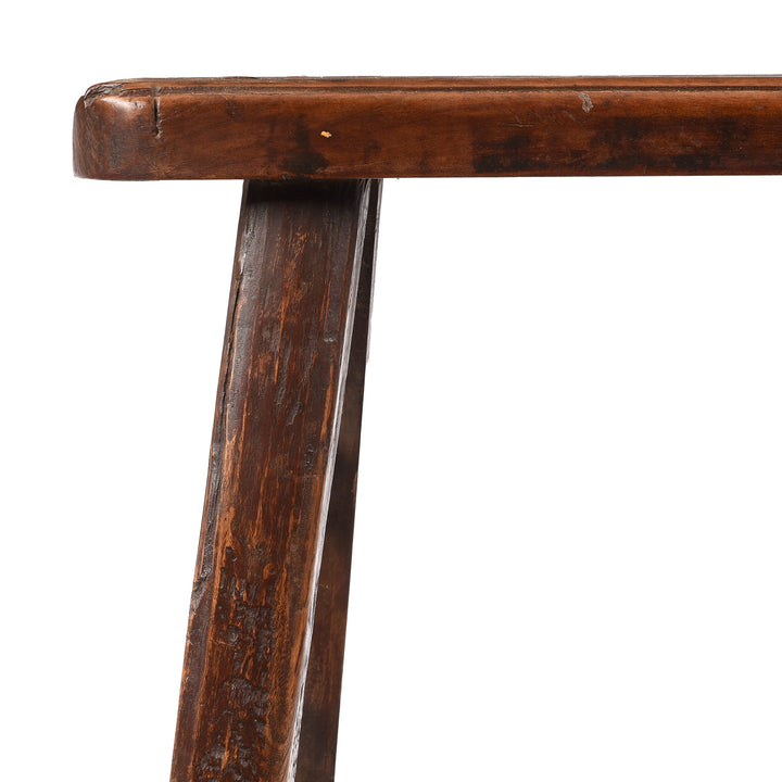 Corner Detail From Antique Chinese Pear Wood Farmers Stool | Indigo Antiques