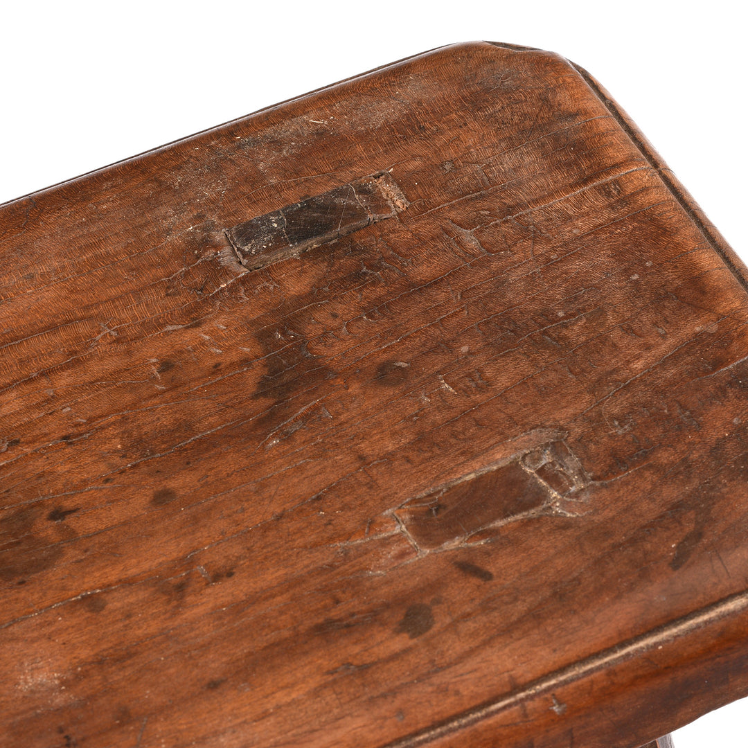 Detail From Seat From Antique Chinese Pear Wood Farmers Stool | Indigo Antiques