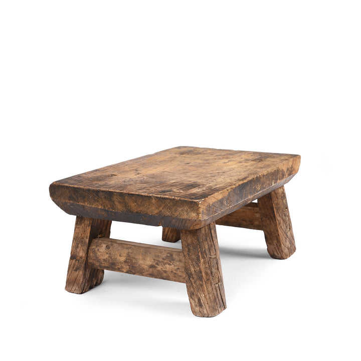 Antique Chinese Rustic Farmhouse Elm Stool | Indigo Antiques 