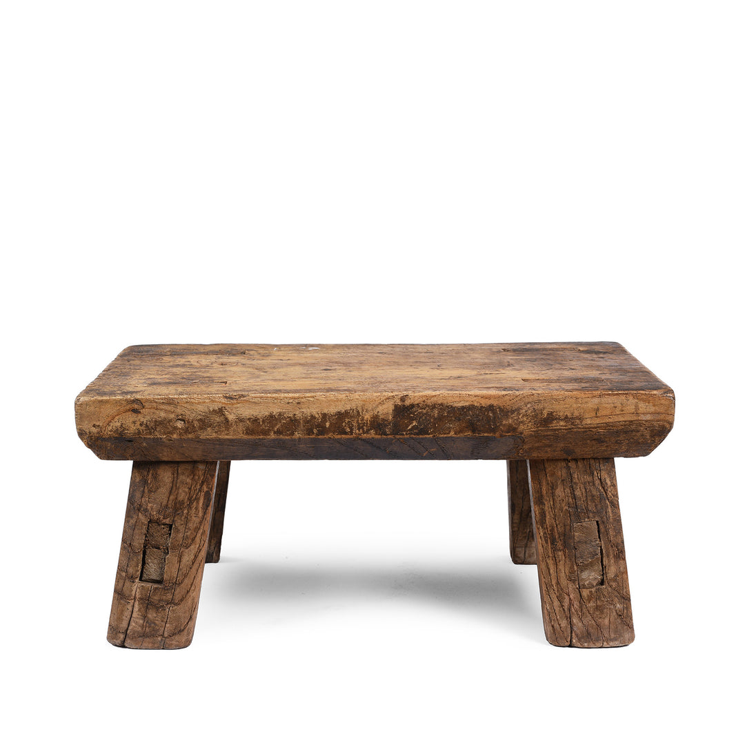 Antique Chinese Rustic Farmhouse Elm Stool | Indigo Antiques 