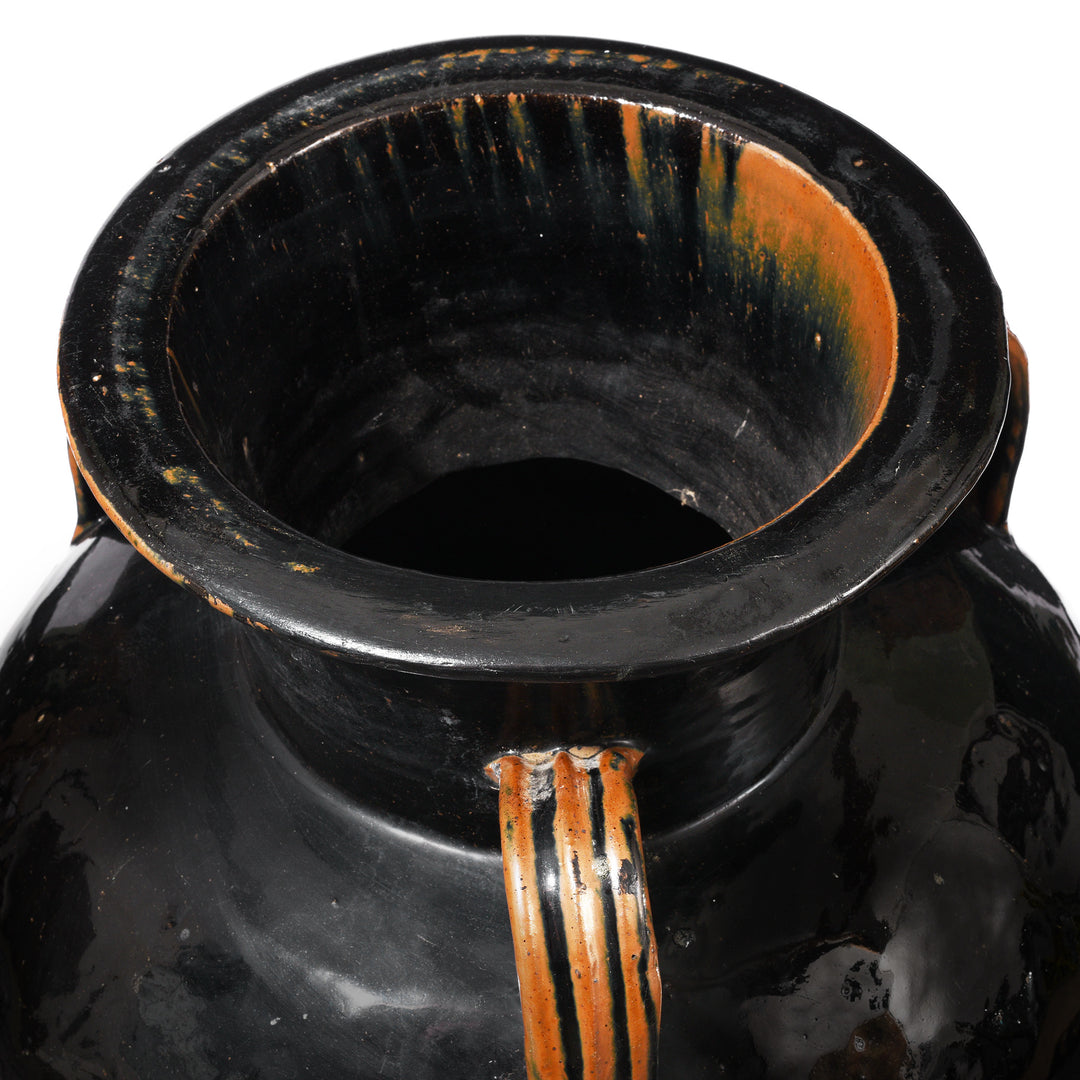 Interior Of Antique Large Black Glazed Stoneware Wine Jar | Indigo Antiques