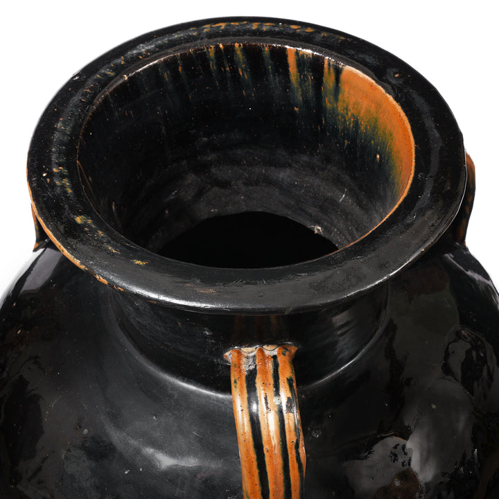 Interior Of Antique Large Black Glazed Stoneware Wine Jar | Indigo Antiques