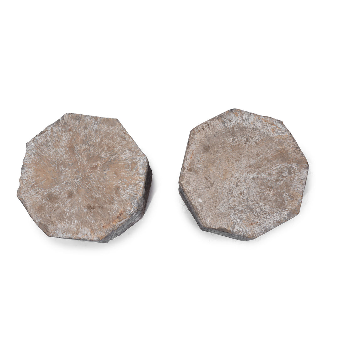 Top Down View Of Antique Chinese Pair of Stone Octagonal Bases | Indigo Antiques