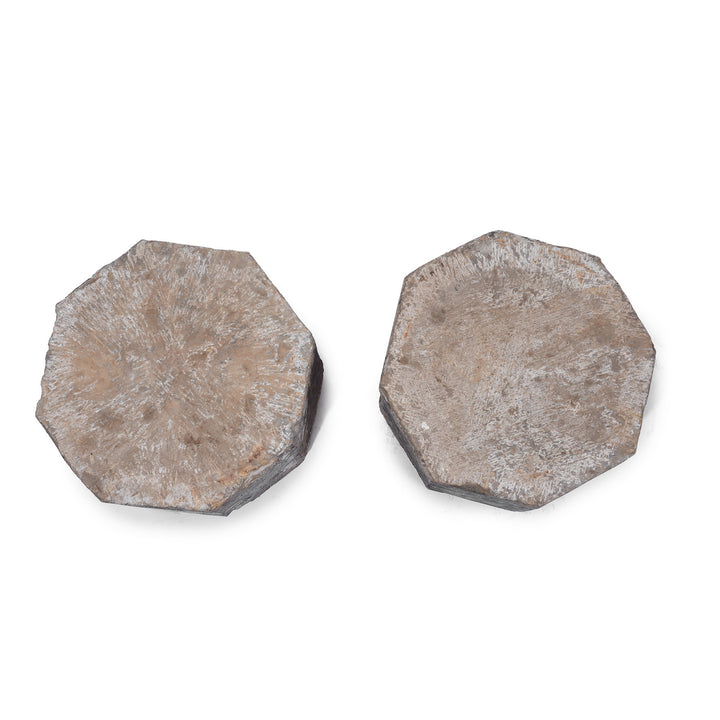 Top Down View Of Antique Chinese Pair of Stone Octagonal Bases | Indigo Antiques