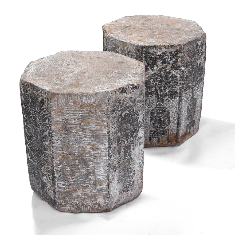 Antique Chinese Pair of Stone Octagonal Bases | Indigo Antiques