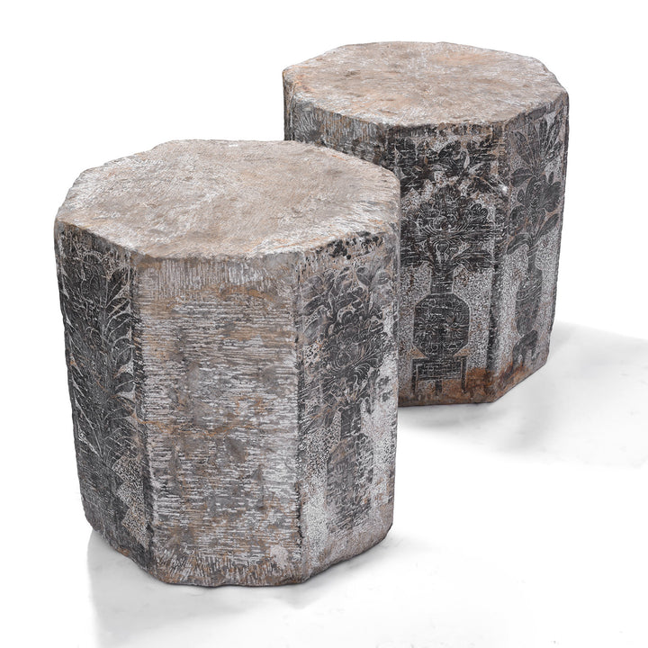 Antique Chinese Pair of Stone Octagonal Bases | Indigo Antiques