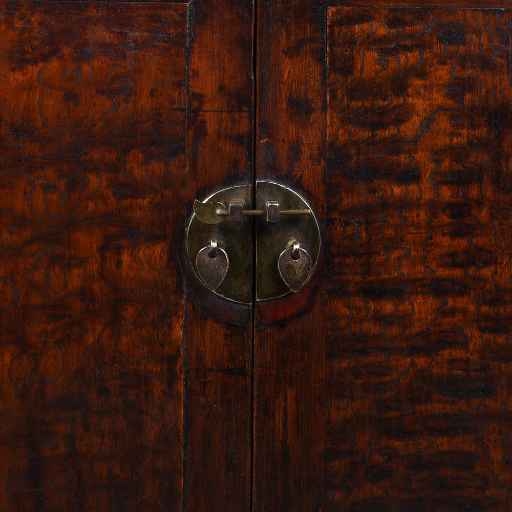 Locking Plate Detail From 19th Century Chinese Cabinet From Gansu Province Made From Mulberry And Poplar With Two Drawers And Original Brass Hardware