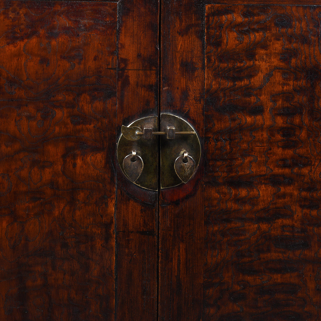 Locking Plate Detail From 19th Century Chinese Cabinet From Gansu Province Made From Mulberry And Poplar With Two Drawers And Original Brass Hardware