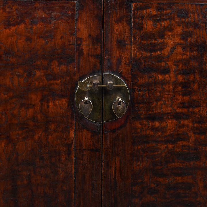 Locking Plate Detail From 19th Century Chinese Cabinet From Gansu Province Made From Mulberry And Poplar With Two Drawers And Original Brass Hardware