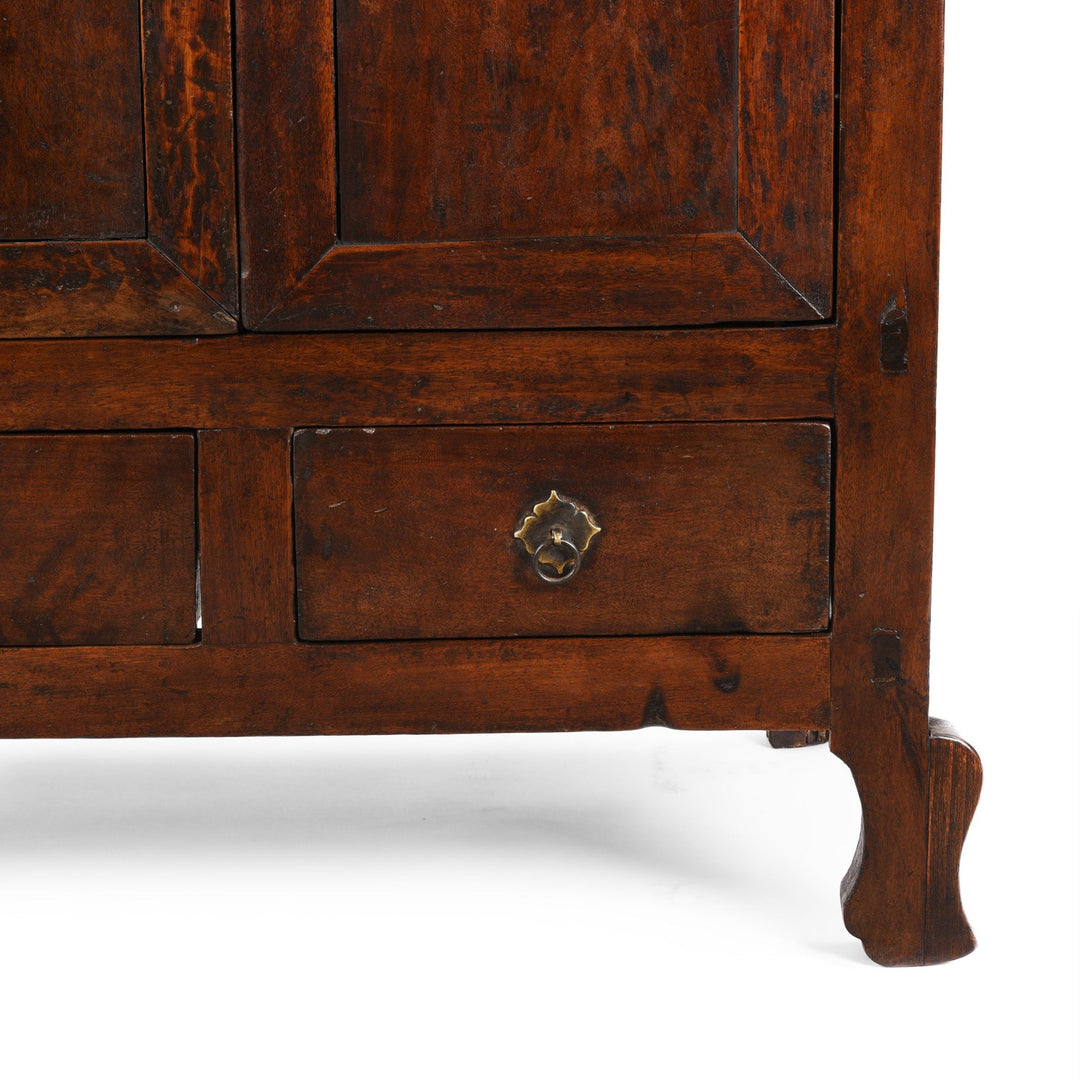 Leg Detail From Antique Chinese Walnut  Cabinet From Gansu | Indigo Antiques