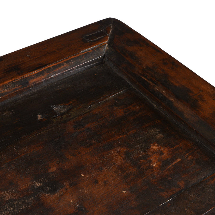 Top Corner Detail From Antique Chinese Walnut  Cabinet From Gansu | Indigo Antiques