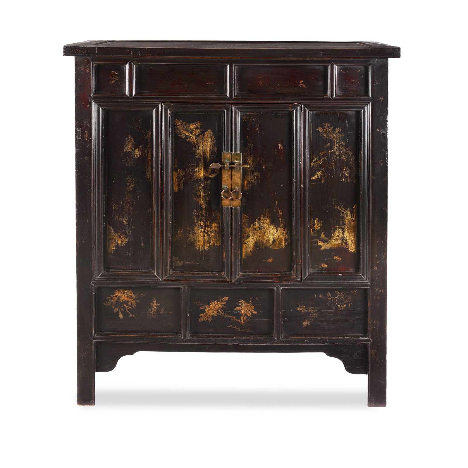 Black Lacquer Side Cabinet From Shanxi - 19thC