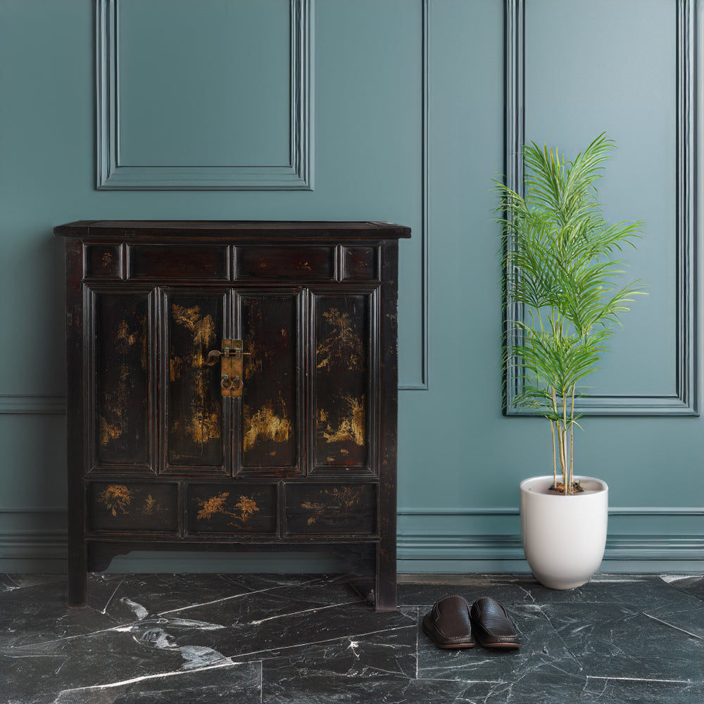 Antique Chinese Black Lacquer Wedding Cabinet | Indigo Antiques