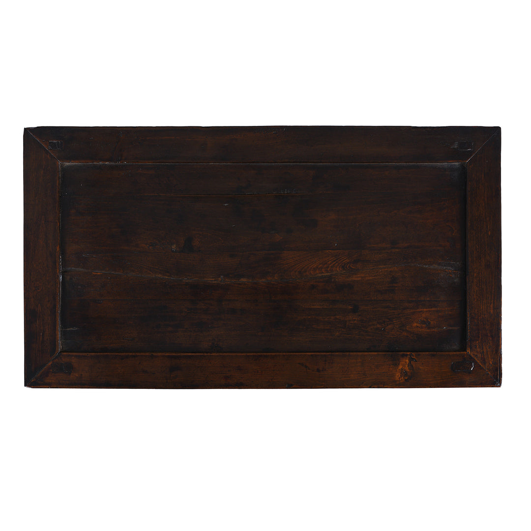 Top Down View Of Burr Mulberry And Poplar Cabinet From Gansu With Original Brass Hardware