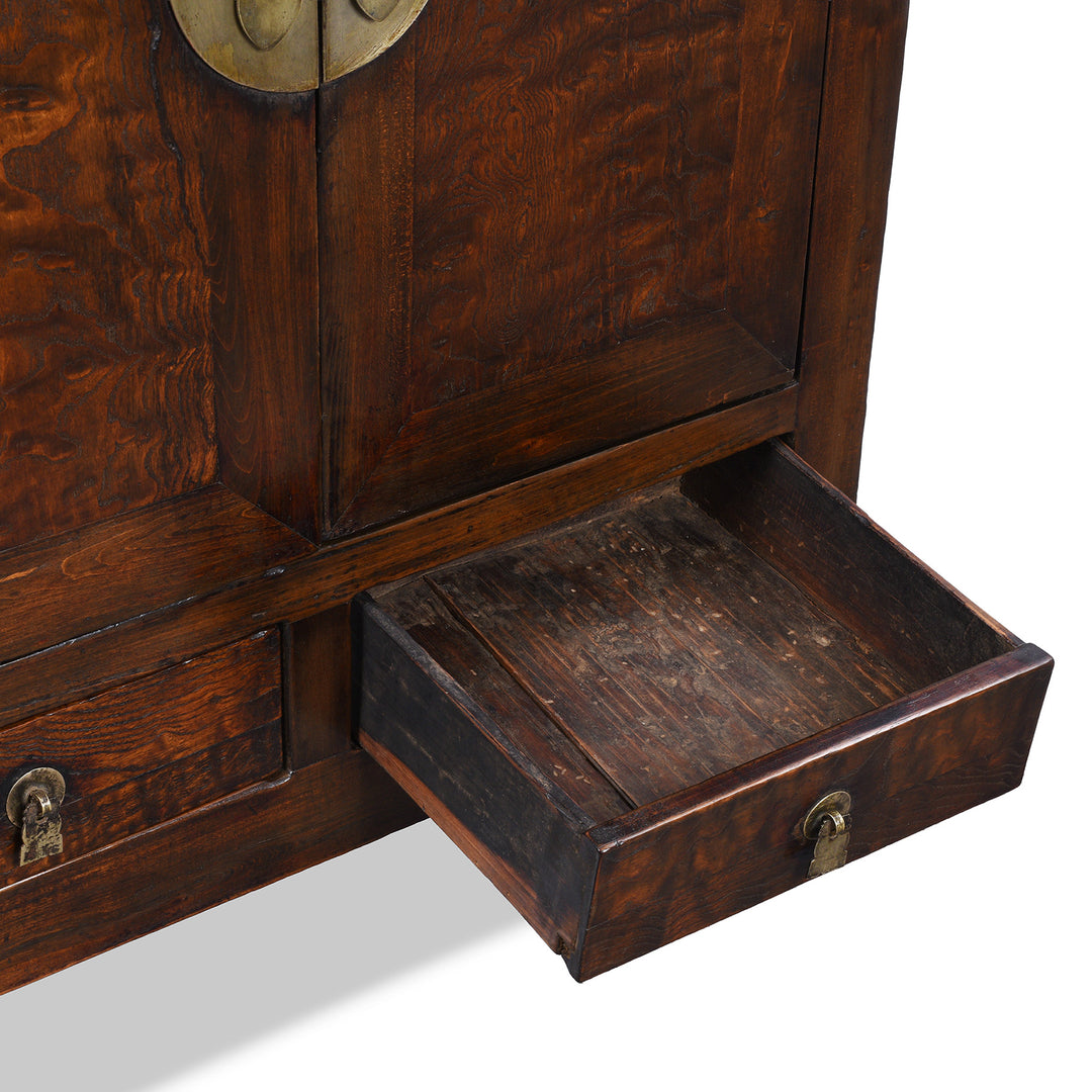 Drawer Interior Detail From Burr Mulberry And Poplar Cabinet From Gansu With Original Brass Hardware