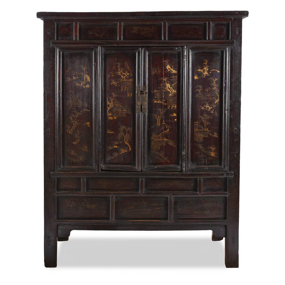 Antique Chinese Black Lacquer Wedding Cabinet | Indigo Antiques