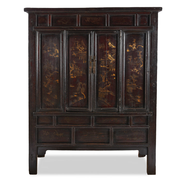 Antique Chinese Black Lacquer Wedding Cabinet | Indigo Antiques
