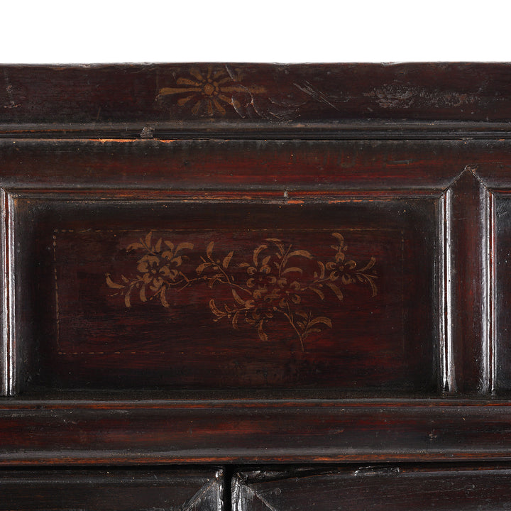 Floral Design From Antique Chinese Black Lacquer Wedding Cabinet | Indigo Antiques