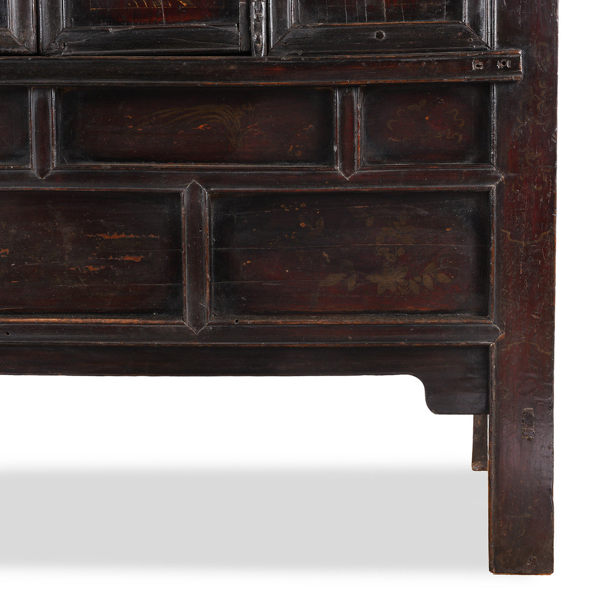 Leg Detail From Antique Chinese Black Lacquer Wedding Cabinet | Indigo Antiques