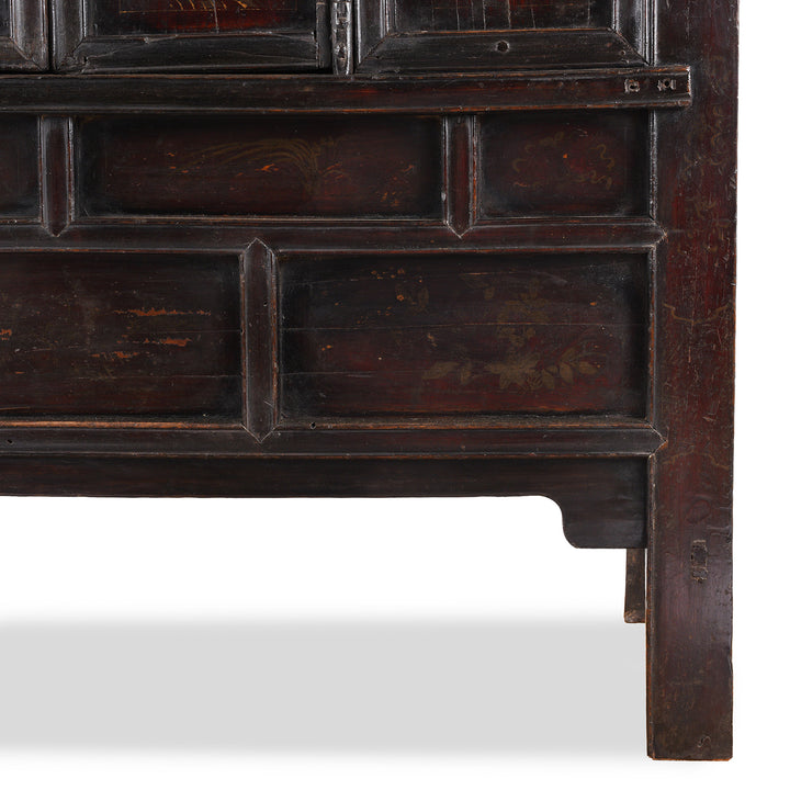 Leg Detail From Antique Chinese Black Lacquer Wedding Cabinet | Indigo Antiques