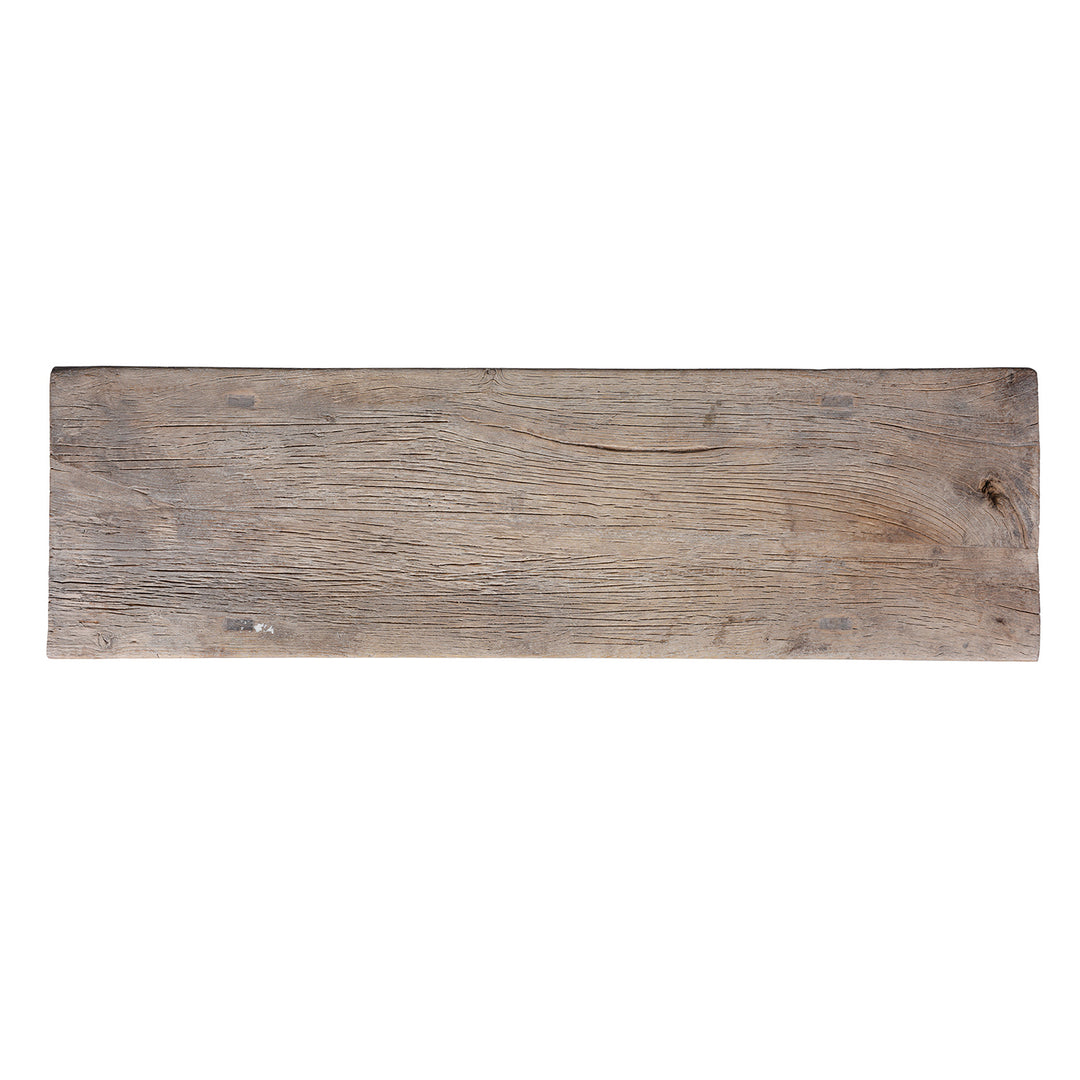 Top Down View Of Antique 19th Century Henan Elm Farmhouse Coffee Table With Bleached Finish And Rustic Patina