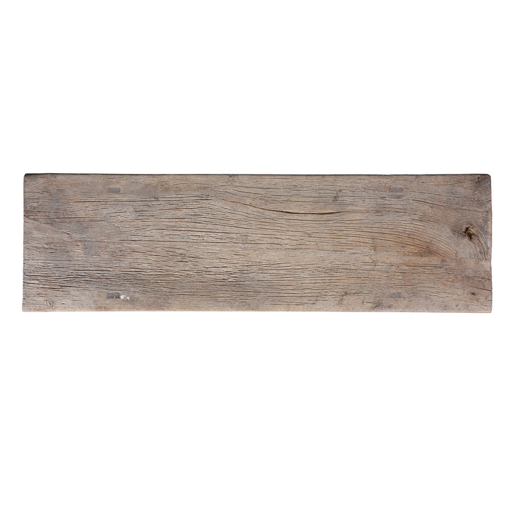 Top Down View Of Antique 19th Century Henan Elm Farmhouse Coffee Table With Bleached Finish And Rustic Patina