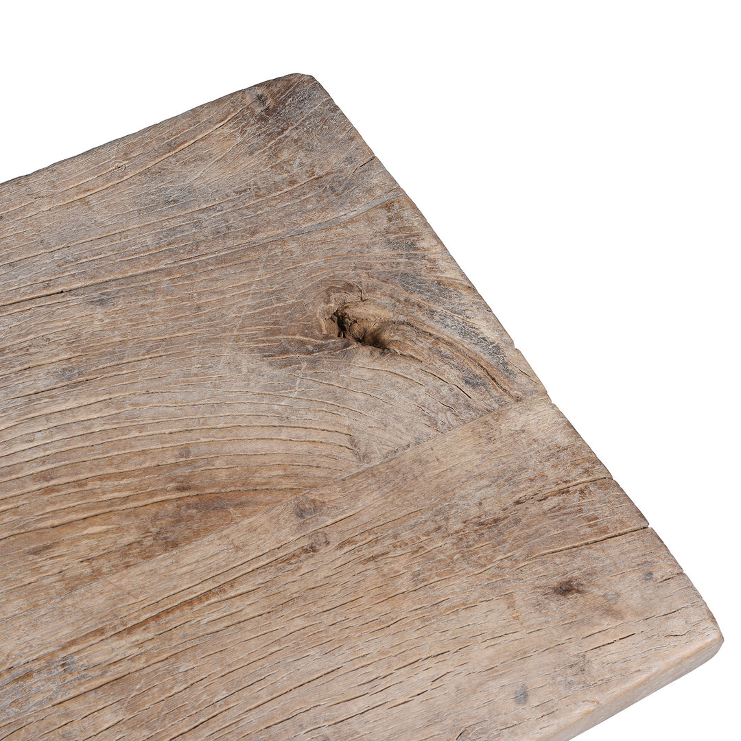Surface Detail From Antique 19th Century Henan Elm Farmhouse Coffee Table With Bleached Finish And Rustic Patina