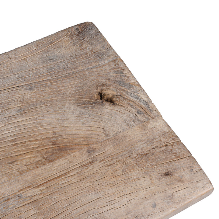 Surface Detail From Antique 19th Century Henan Elm Farmhouse Coffee Table With Bleached Finish And Rustic Patina