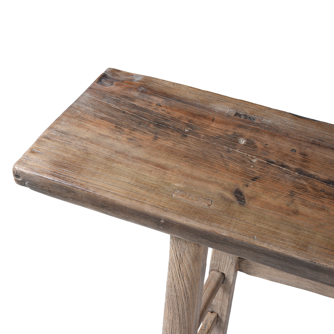 Table Top Detail From 19th Century Chinese Elm Console Table From Henan Province With Single Plank Top