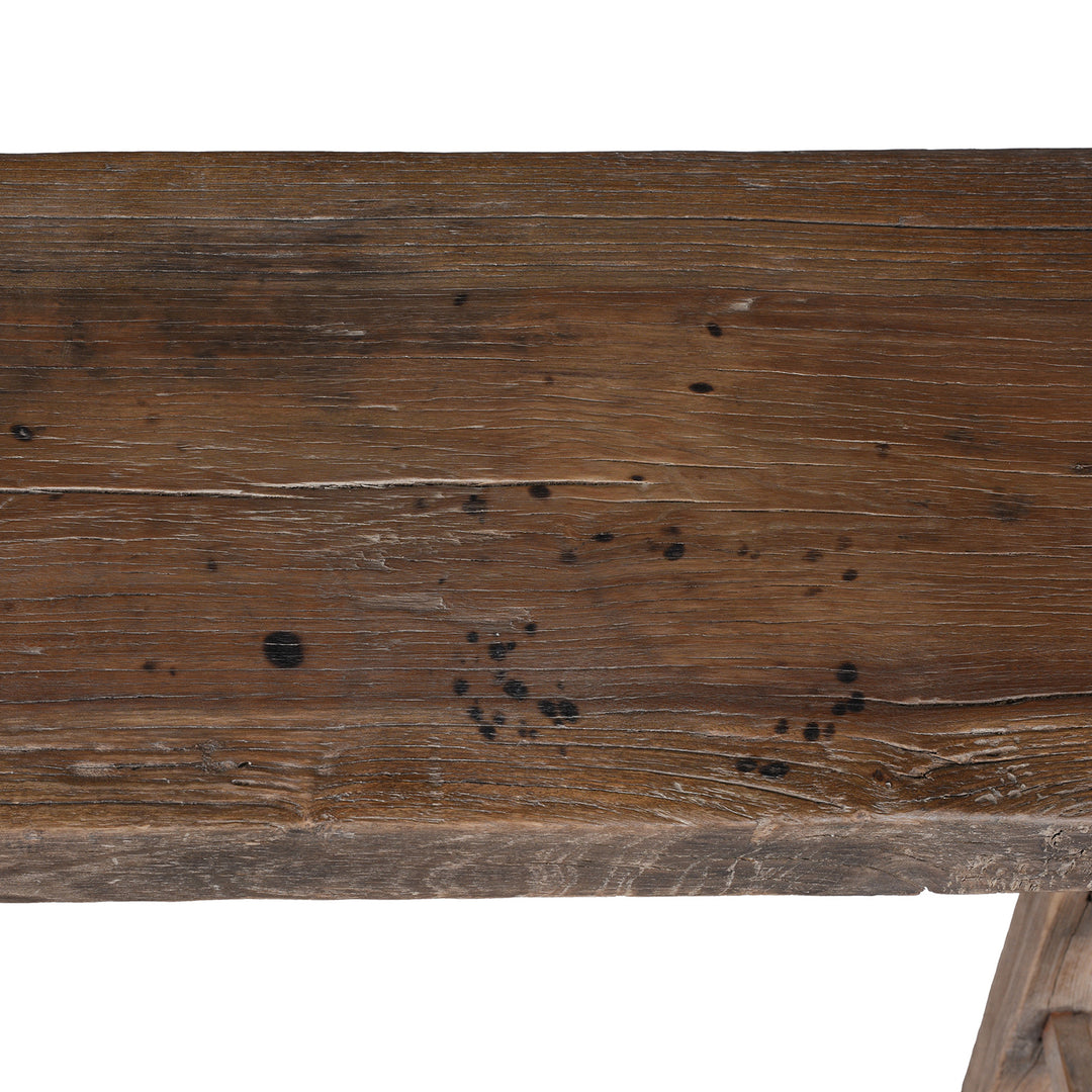 Table Top Detail From 19th Century Chinese Elm Console Table From Henan Province With Single Plank Top