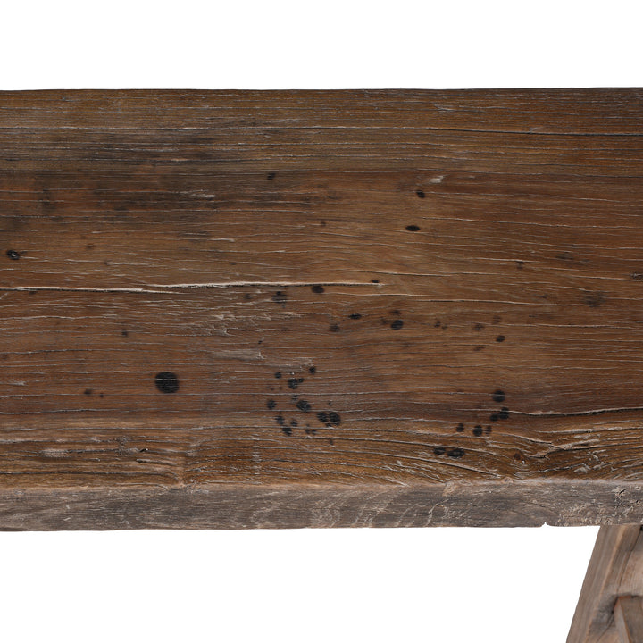 Table Top Detail From 19th Century Chinese Elm Console Table From Henan Province With Single Plank Top