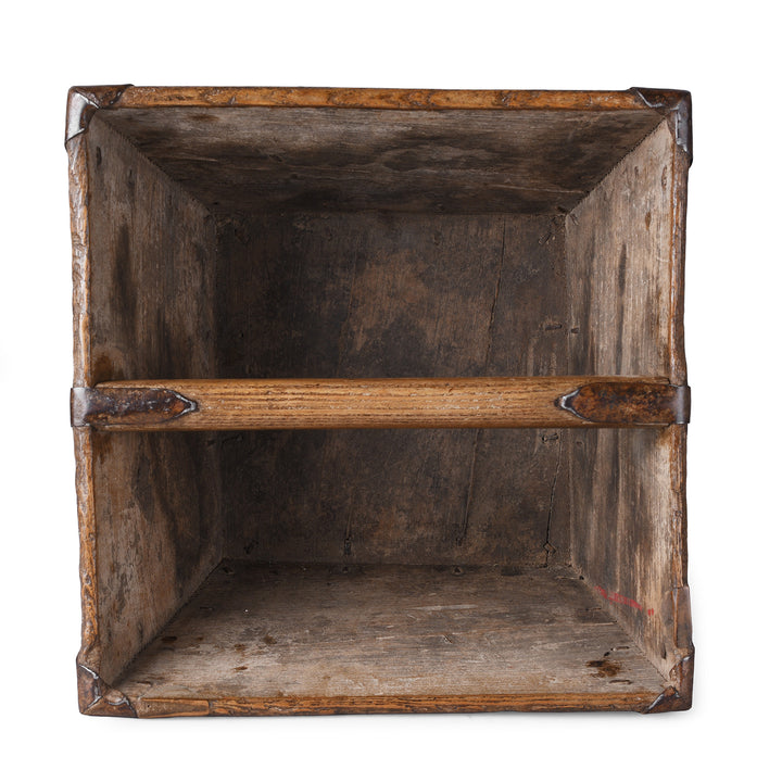 Interior Of Antique Poplar Wood Market Trug With Handle And Rustic Patina