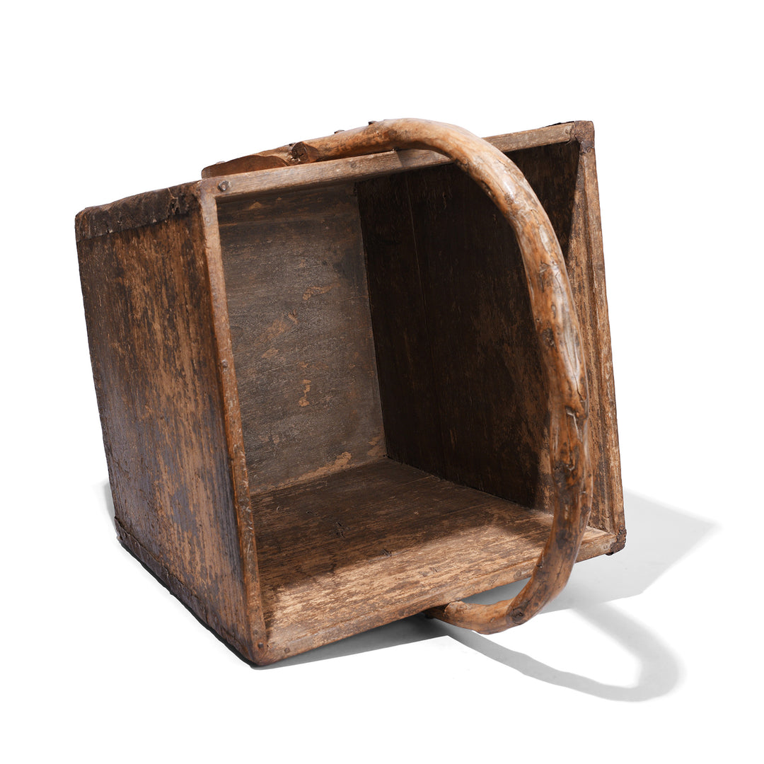 Interior Of Vintage Wooden Chinese Farmers Basket