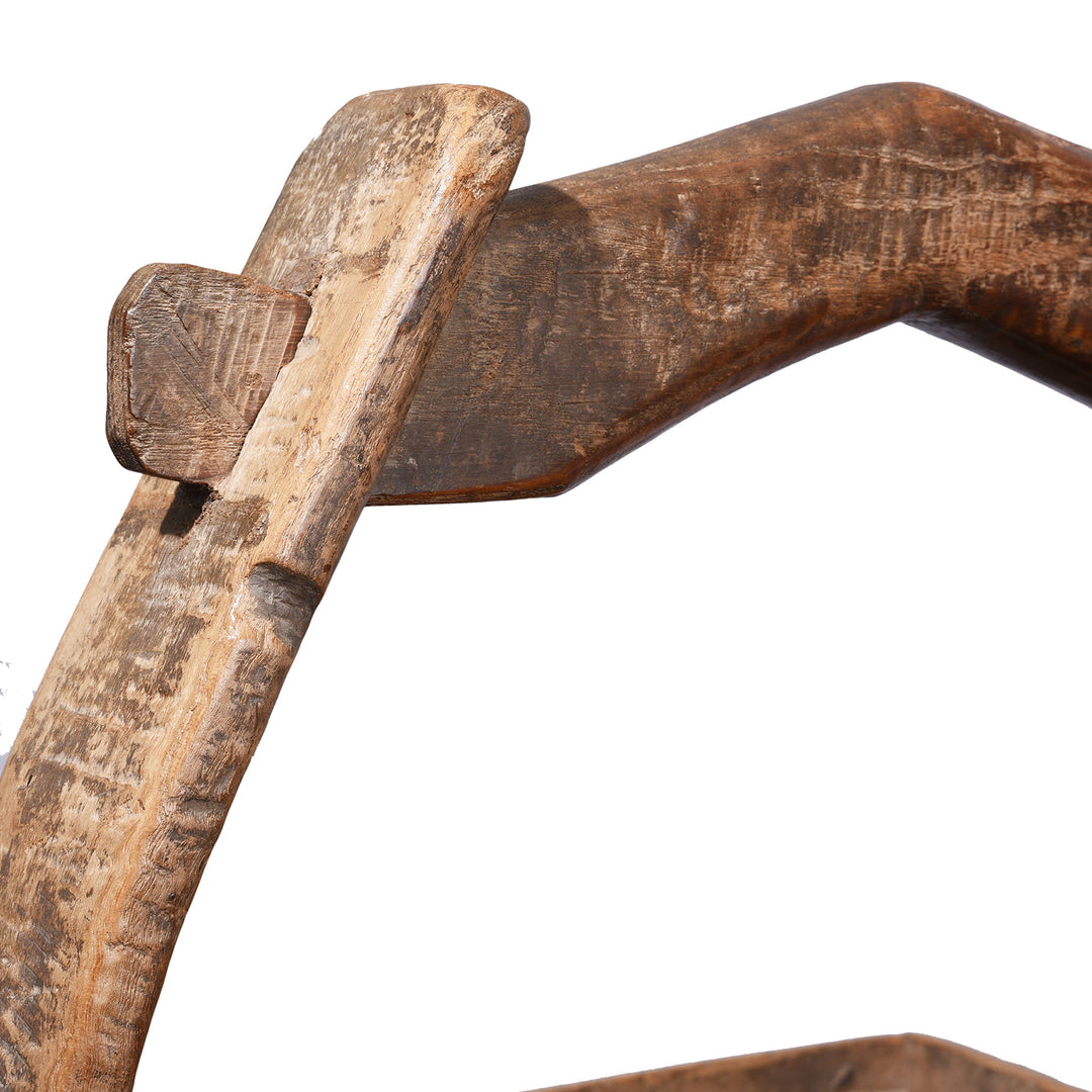 Handle Detail From Vintage Wooden Chinese Farmers Basket