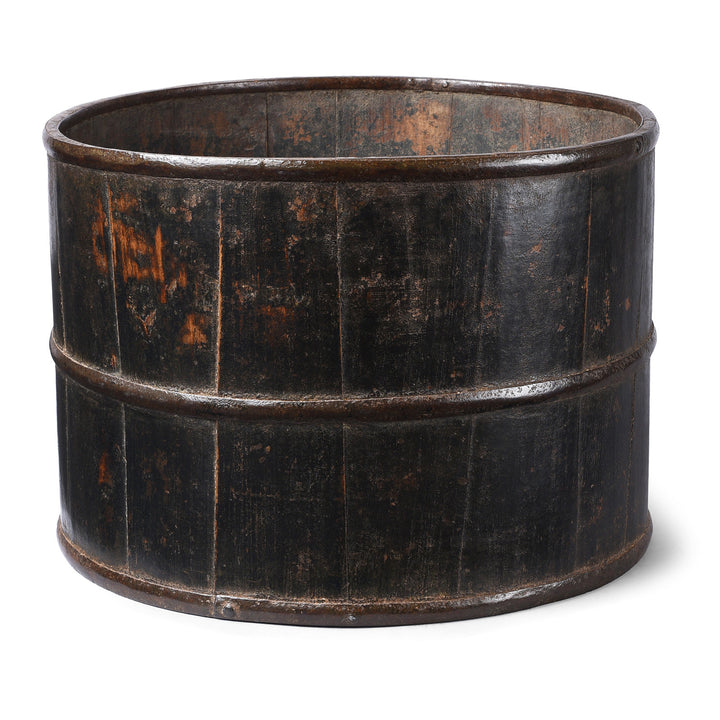 Antique Iron Bound Chinese Elm Dou Rice Measure | Indigo Antiques