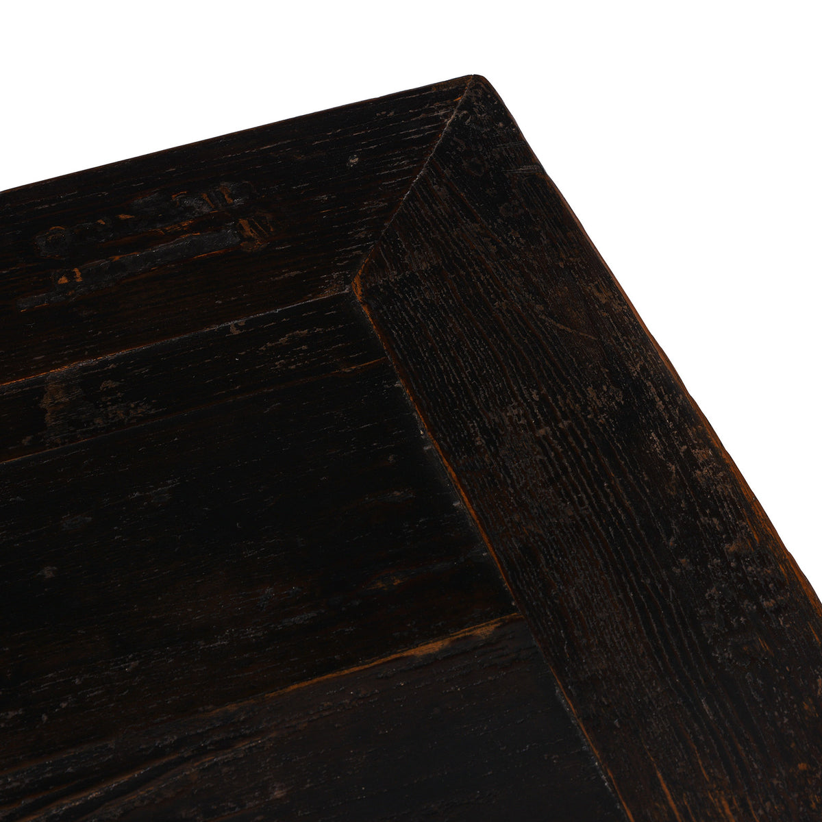 Surface Detail From Antique Chinese Black Lacquer 2 Drawer Cabinet  | Indigo Antiques