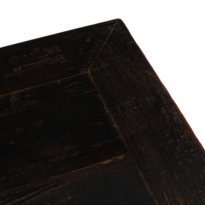 Surface Detail From Antique Chinese Black Lacquer 2 Drawer Cabinet  | Indigo Antiques