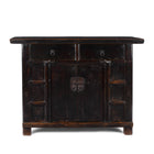 Black Lacquer Elm Two Drawer Cabinet From Shanxi - Late 19th Century