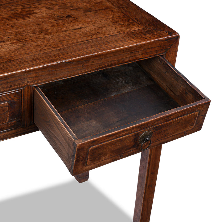 Drawer Detail From Yumu Elm Two Drawer Shanxi Altar Console Table Nineteenth Century