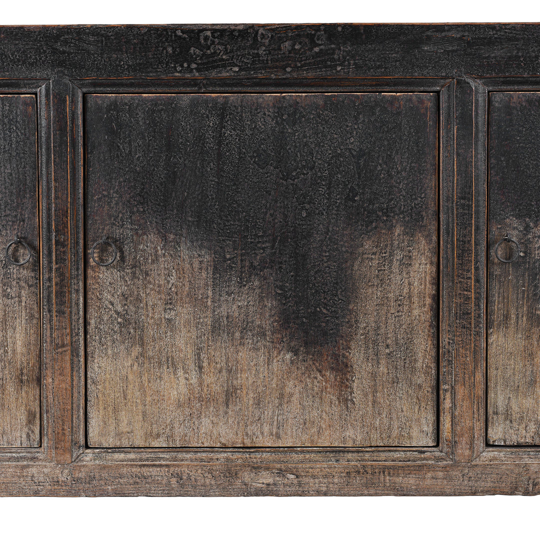 Doors Detail From Elm Grain Store Sideboard From Shanxi Province China With Three Doors And Dark Aged Patina | Indigo Antiques