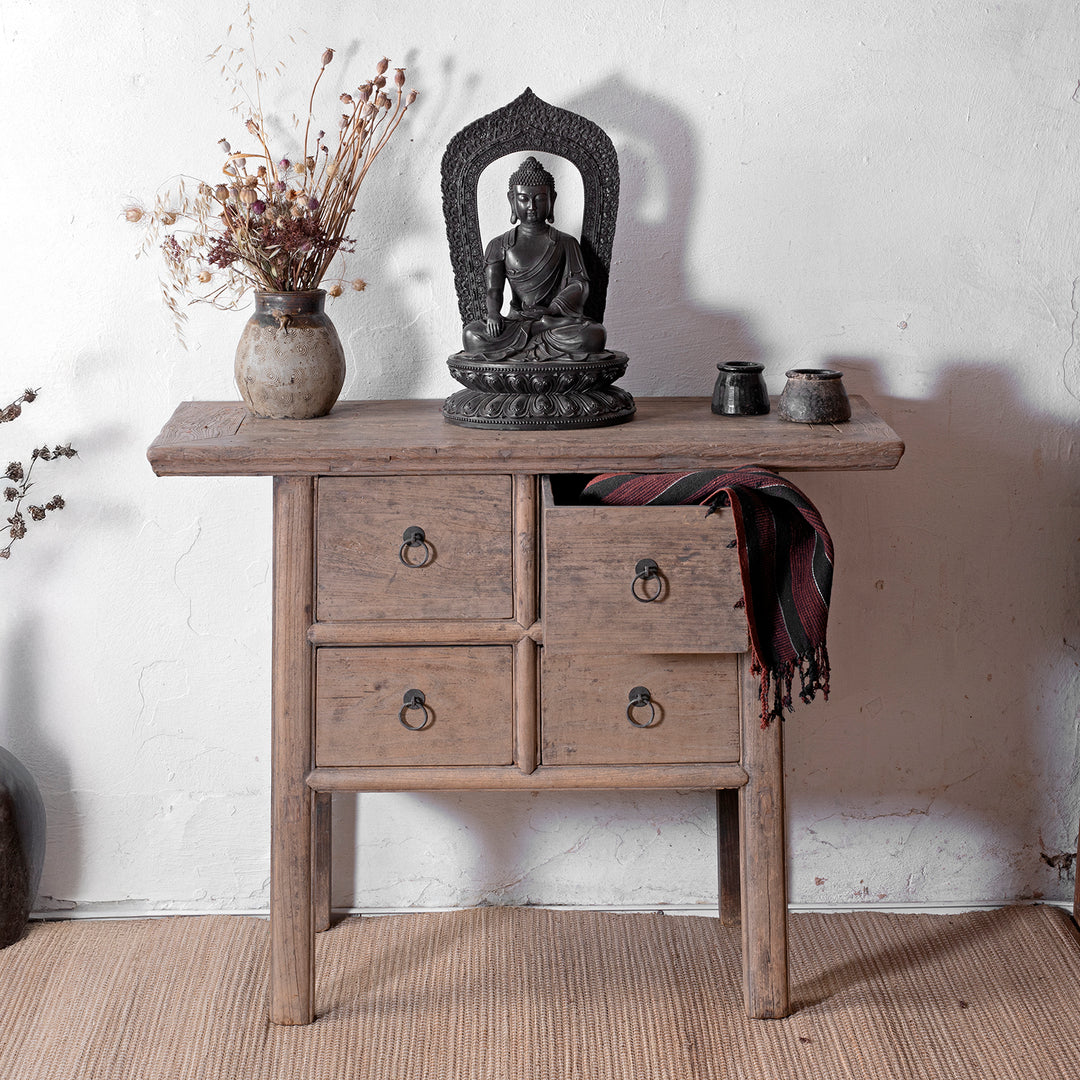 19th Century Shanxi Elm Console Table With Four Drawers And Original Ring Pull Handles | Indigo Antiques