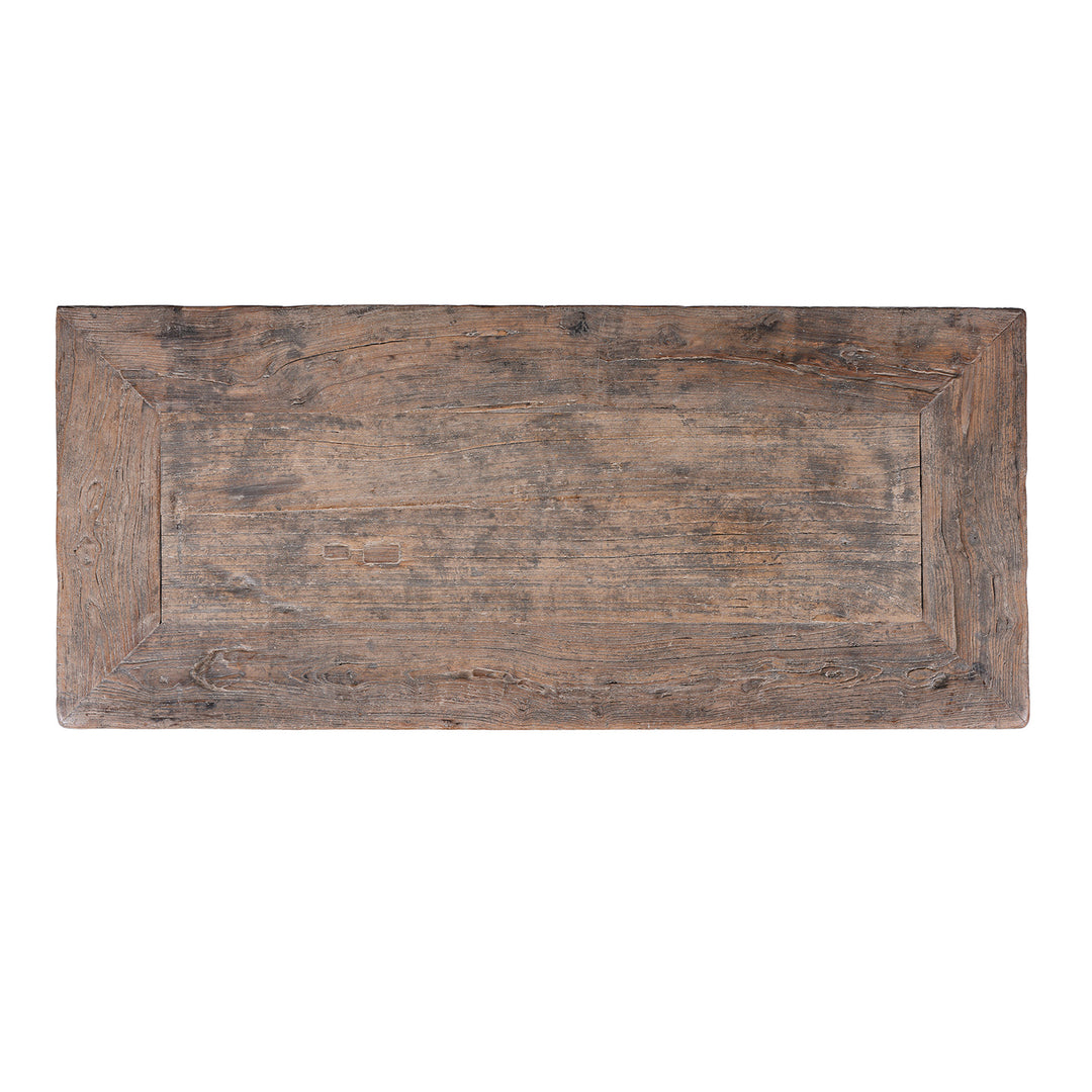 Top Down View Of 19th Century Shanxi Elm Console Table With Four Drawers And Original Ring Pull Handles | Indigo Antiques