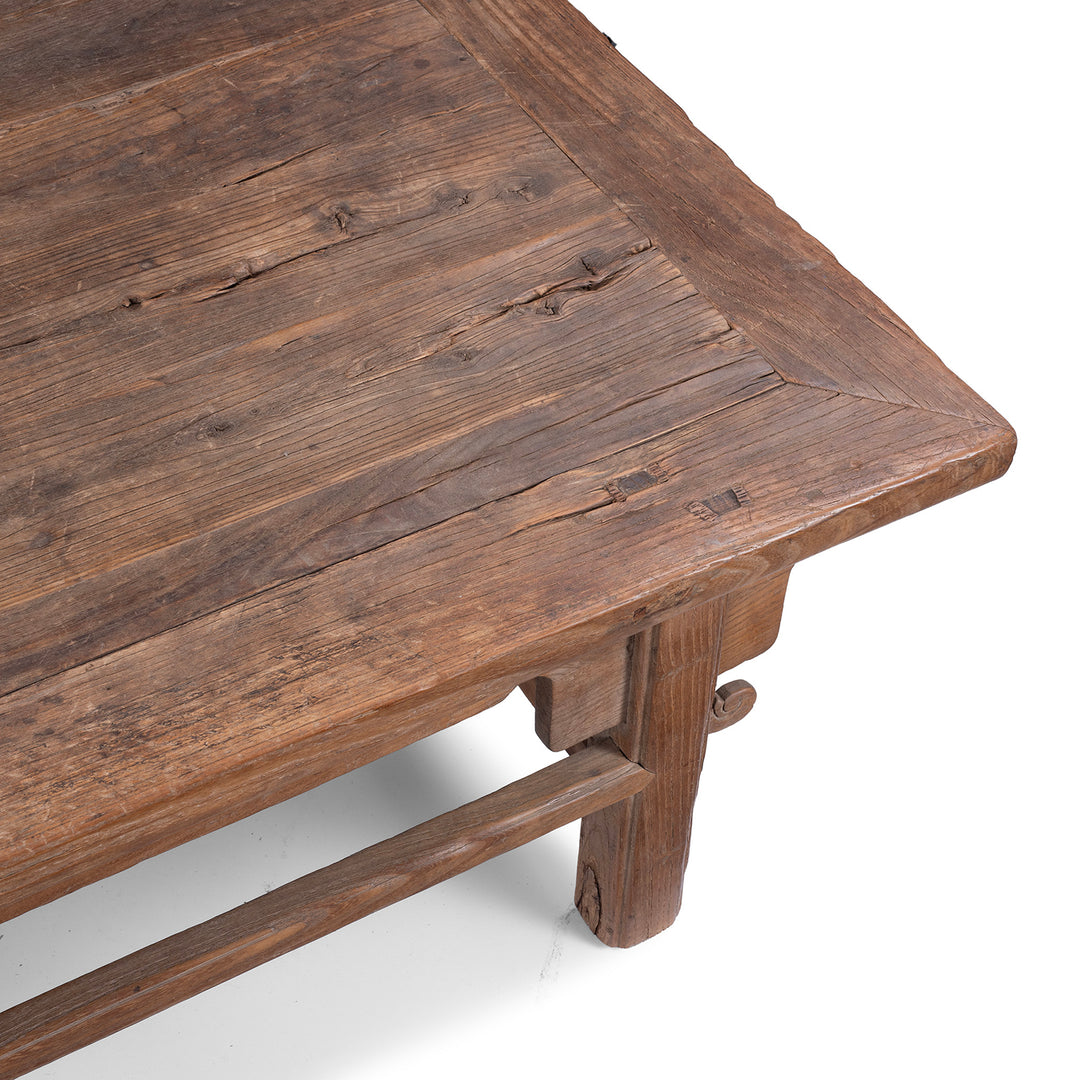 Top Corner Detail From Antique Chinese Elm Coffee Table